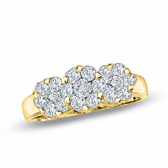 1/2 CT. T.W. Diamond Flower Ring in 14K Gold Diamond Rings Rings