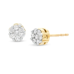 1/4 CT. T.W. Diamond Flower Earrings in 14K Gold