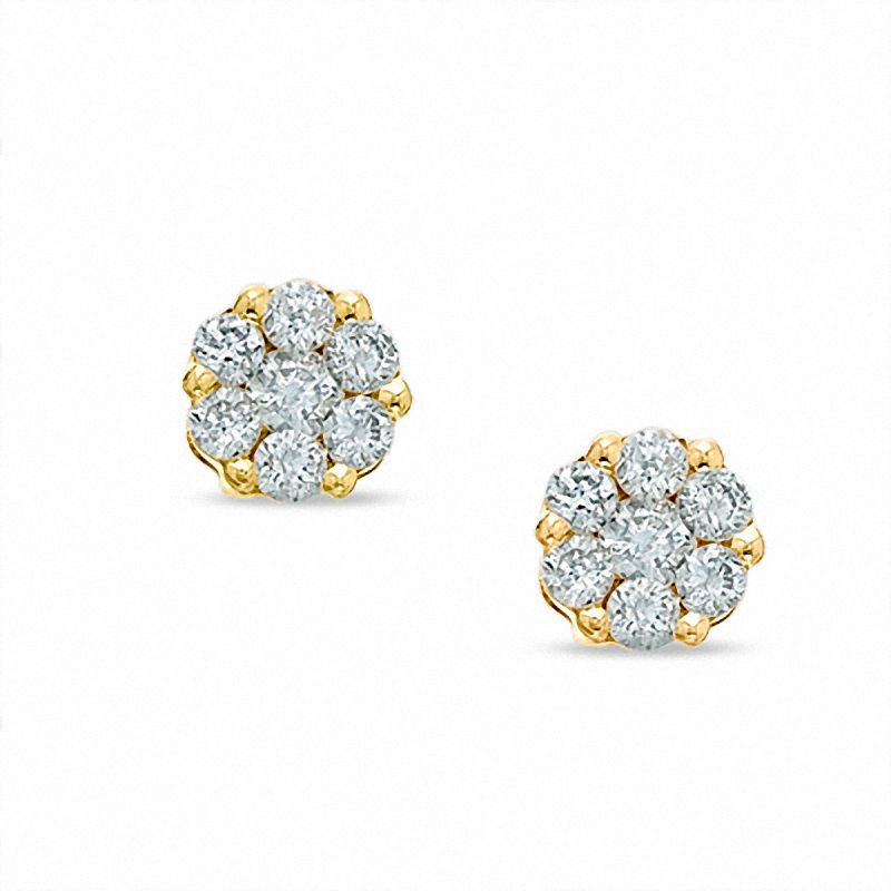 1 4 CT. T.W. Diamond Flower Earrings in 14K Gold
