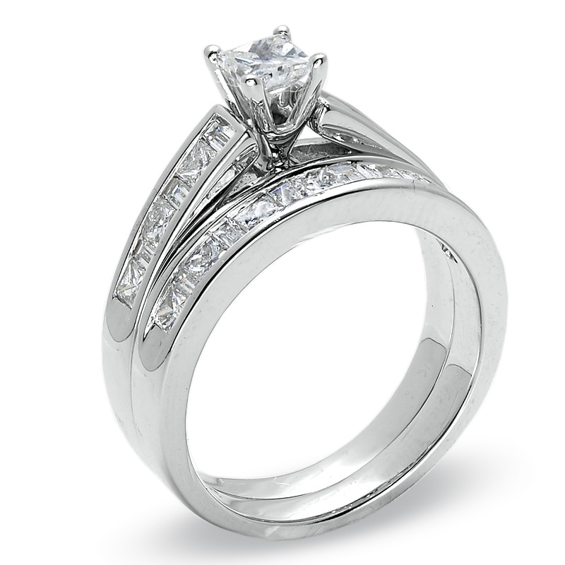 1-1/2 CT. T.W. Princess-Cut Diamond Bridal Set in 14K White Gold