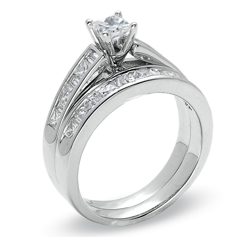 Main Image 2 of 1-1/2 CT. T.W. Princess-Cut Diamond Bridal Set in 14K White Gold