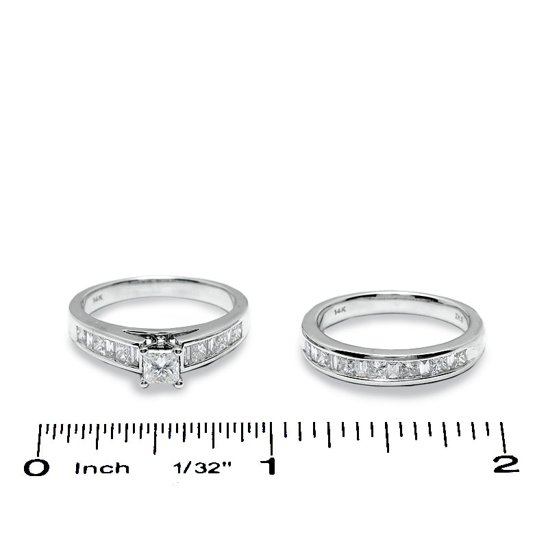 1-1/2 CT. T.W. Princess-Cut Diamond Bridal Set in 14K White Gold