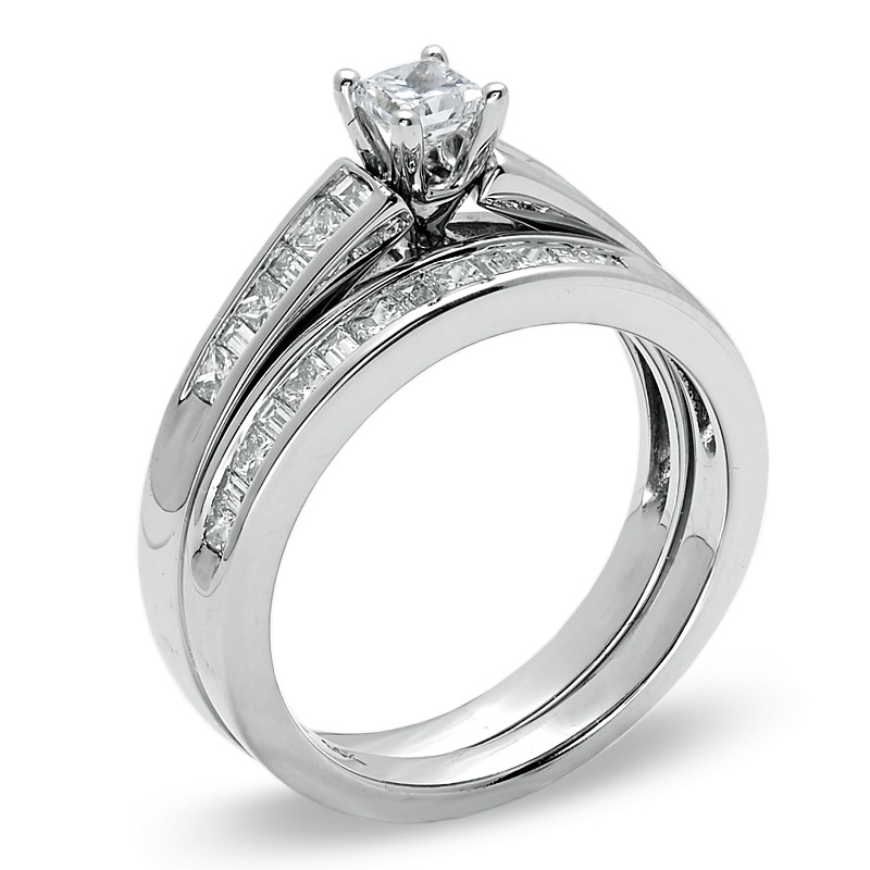 1 CT. T.W. Princess-Cut Diamond Bridal Set in 14K White Gold