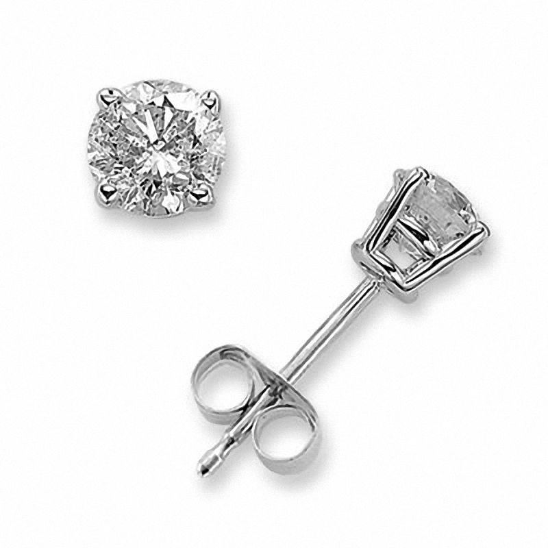 1/2 CT. T.W. Diamond Solitaire Earrings in 14K White Gold