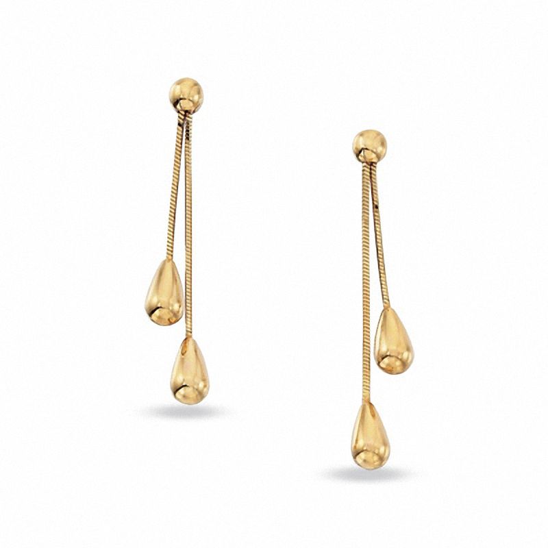 Main Image 1 of Double Tear Drop Earrings in 14K Gold