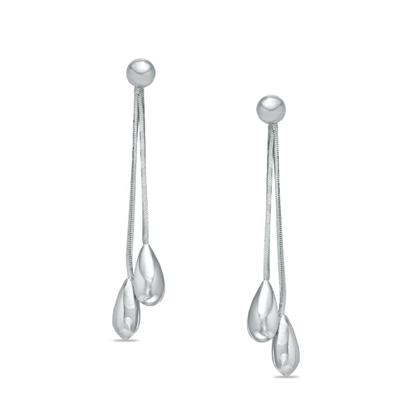 Double Tear Drop Earrings in 14K White Gold