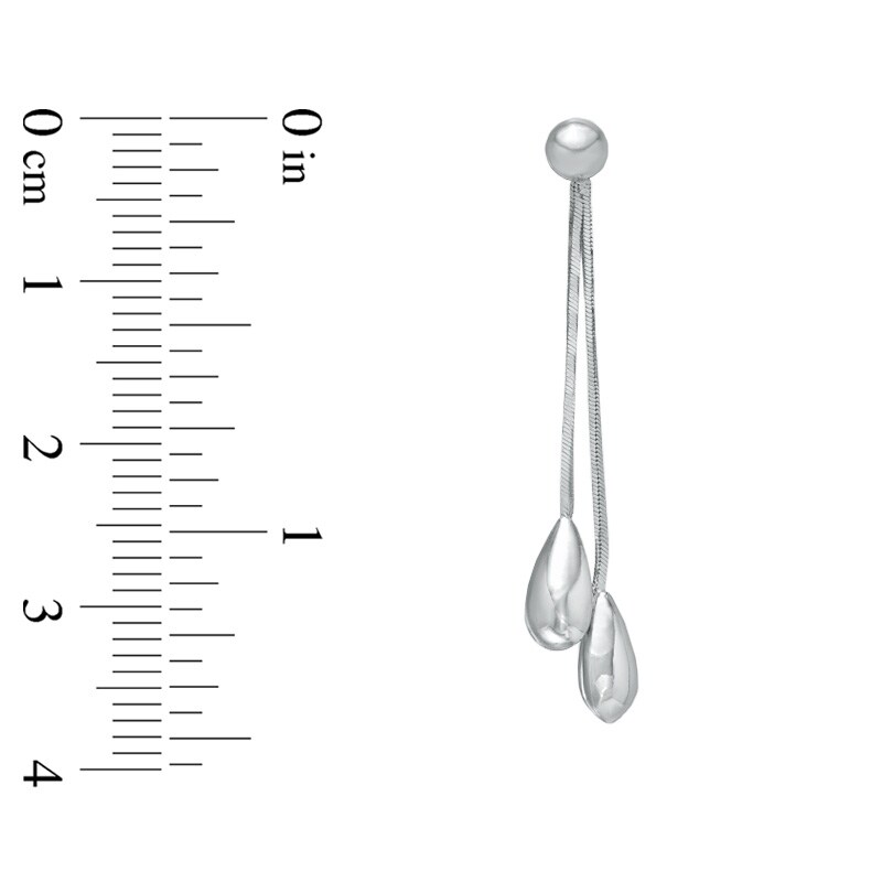 Double Tear Drop Earrings in 14K White Gold