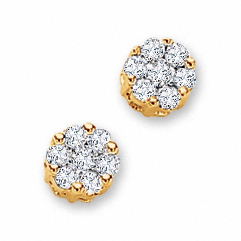 14k Yellow Gold Over 2Ct Round Diamond Cluster Floral Stud Earring Jewelry gift