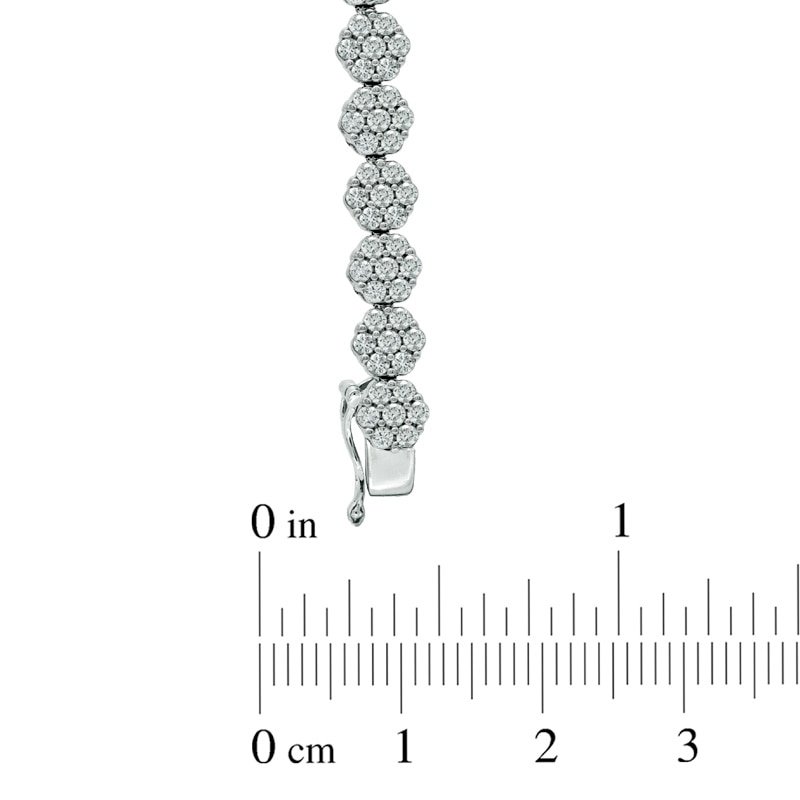 Main Image 2 of 5 CT. T.W. Multi-Diamond Graduated Flower Bracelet in 14K White Gold