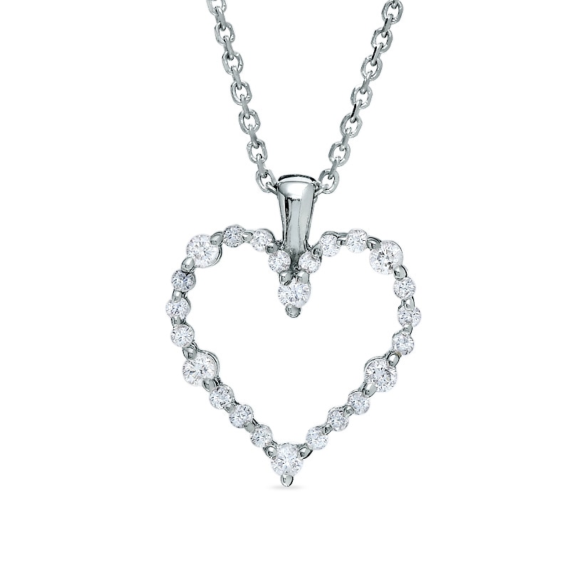 1/4 CT. T.W. Certified Colourless Diamond Heart Pendant in 14K White Gold
