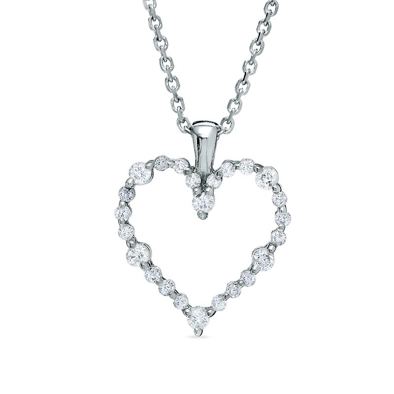 Main Image 1 of 1/4 CT. T.W. Certified Colourless Diamond Heart Pendant in 14K White Gold