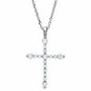 Thumbnail Image 0 of 1/4 CT. T.W. Certified Colourless Diamond Prong Cross Pendant in 14K White Gold