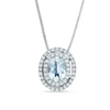 Thumbnail Image 0 of Oval Aquamarine Pendant in 14K White Gold with Diamond Accents
