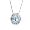 Thumbnail Image 1 of Oval Aquamarine Pendant in 14K White Gold with Diamond Accents