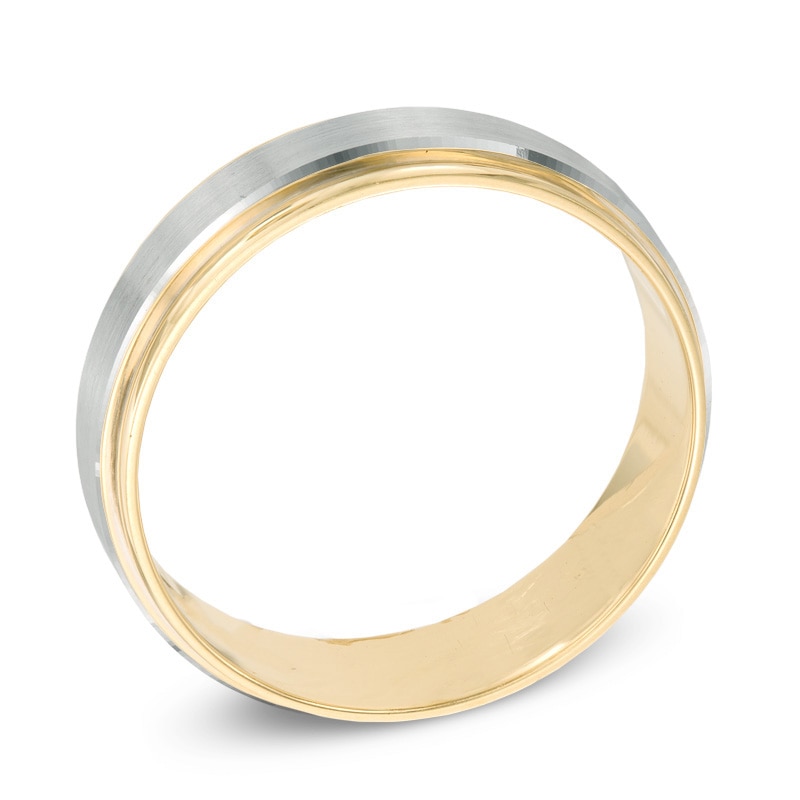 Men's 6.0mm Hammered Comfort Fit Wedding Band in 14K Two-Tone Gold - Size 10