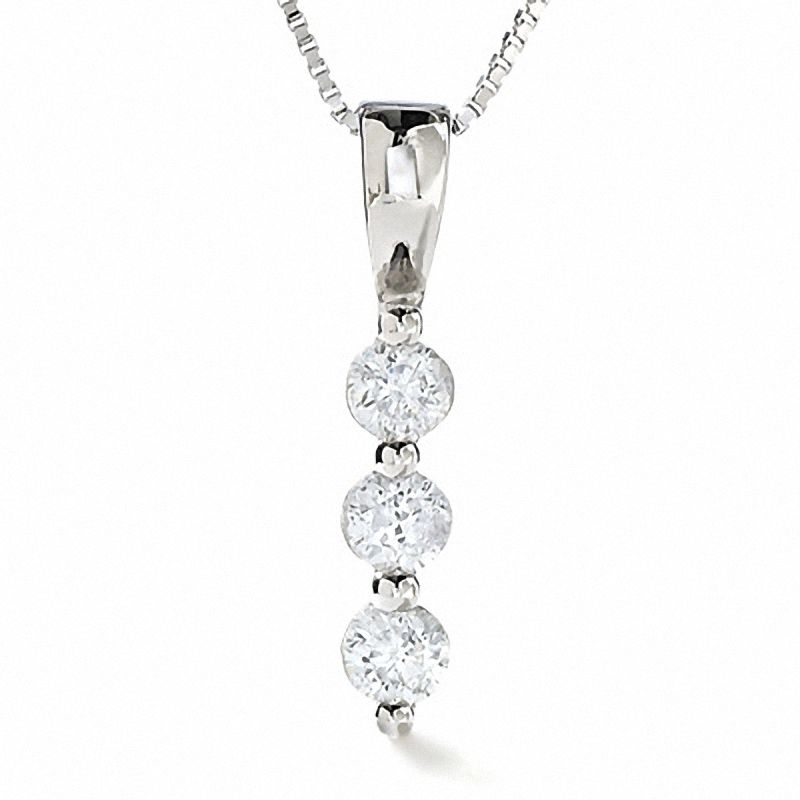 Main Image 1 of 1/4 CT. T.W. Diamond Three Stone Pendant in 14K White Gold