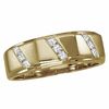 Thumbnail Image 0 of Men's 1/4 CT T.W. Diamond Triple Diagonal Satin Band in 14K Gold