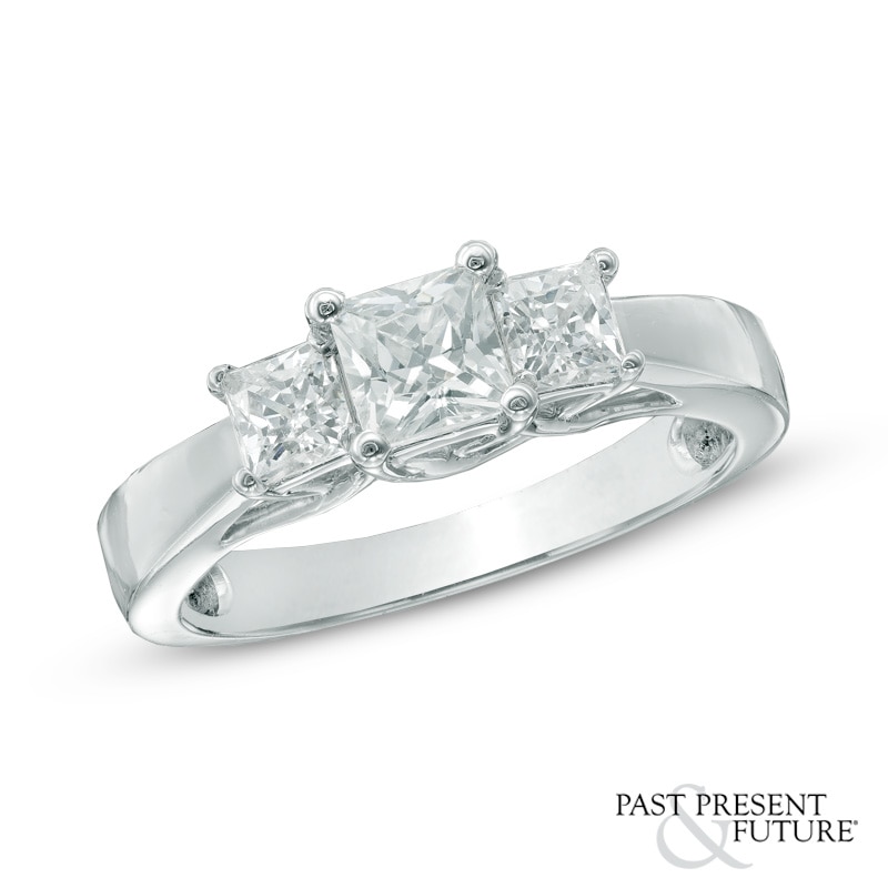 1 CT. T.W. Princess-Cut Diamond Three Stone Ring in 14K White Gold