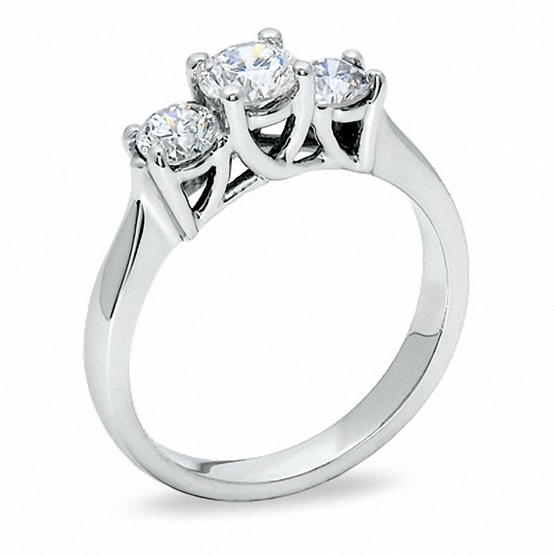 Main Image 2 of 1 CT. T.W. Diamond Three Stone Ring in 14K White Gold