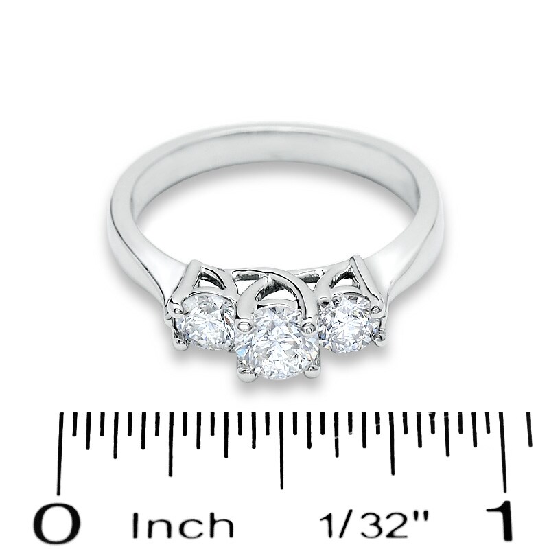 Main Image 3 of 1 CT. T.W. Diamond Three Stone Ring in 14K White Gold