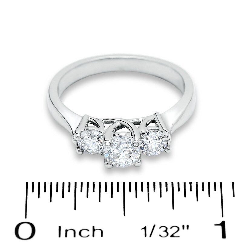 1 CT. T.W. Diamond Three Stone Ring in 14K White Gold