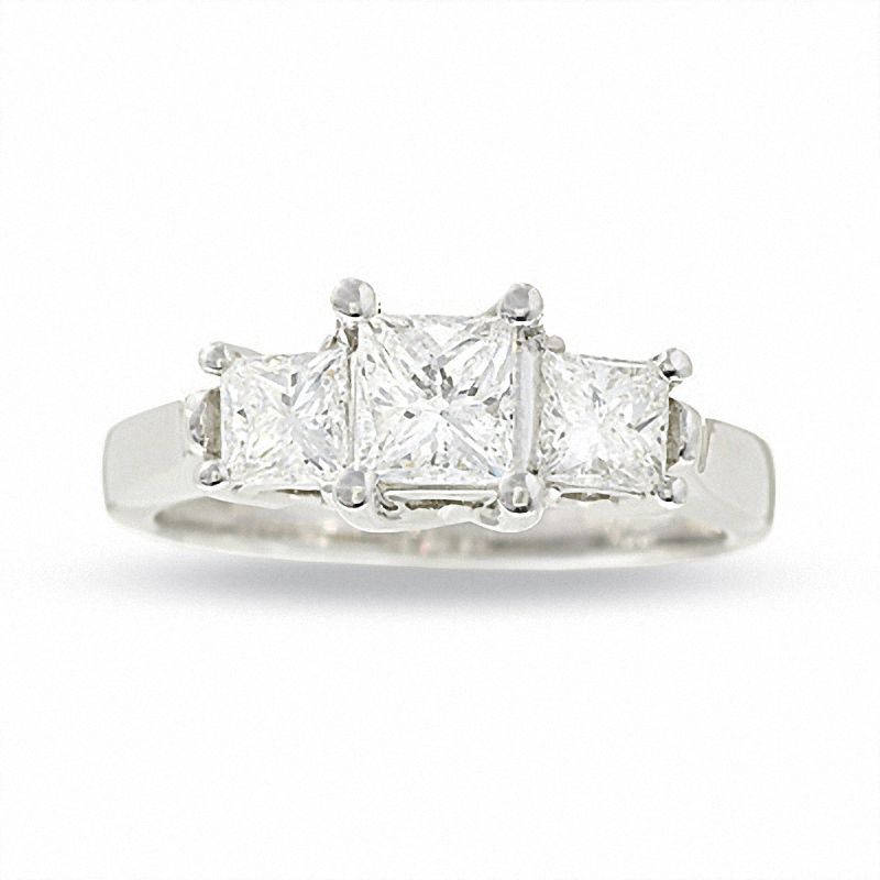 1-1/2 CT. T.W. Princess-Cut Diamond Three Stone Ring in 14K White Gold