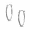 Thumbnail Image 0 of Diamond Fascination™ Petite Oval Hoop Earrings in 14K White Gold