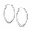 Diamond Fascination™ Medium Oval Hoop Earrings in 14K White Gold