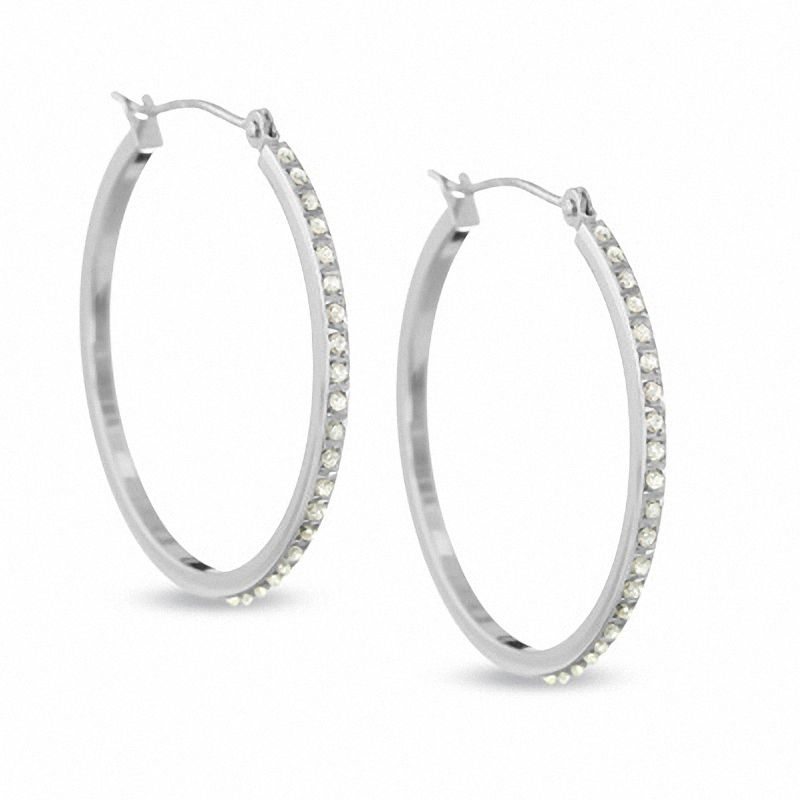 Diamond Fascination™ Large Hoop Earrings in 14K White Gold