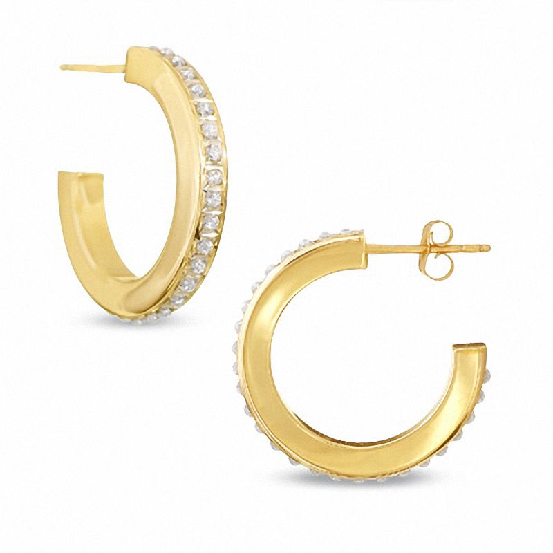Main Image 1 of Diamond Fascination™ Demi Hoop Earrings in 14K Gold