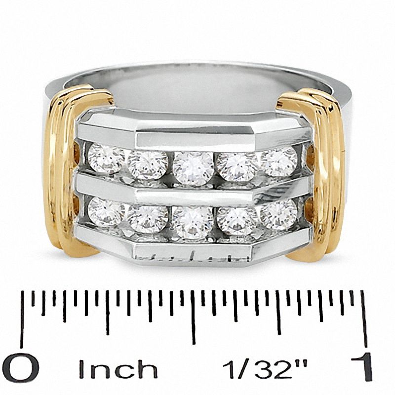 Men's 1 CT. T.W. Diamond Double Row Band in 10K Two-Tone Gold