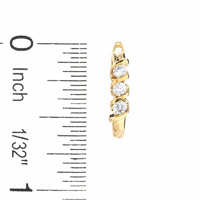 1/3 CT. T.W. Diamond Three Stone Swirl Earrings in 14K Gold