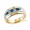 Thumbnail Image 0 of Men's Square-Cut Blue Sapphire and 1/6 CT. T.W. Diamond Band in 14K Two-Tone Gold