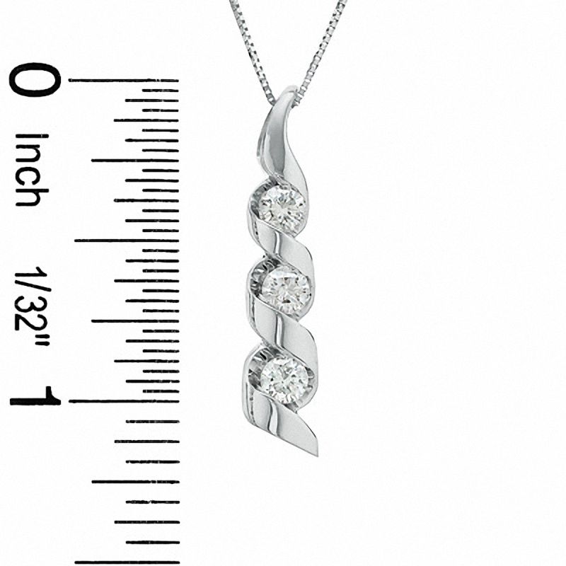 5/8 CT. T.W. Diamond Three Stone Swirl Pendant in 14K White Gold