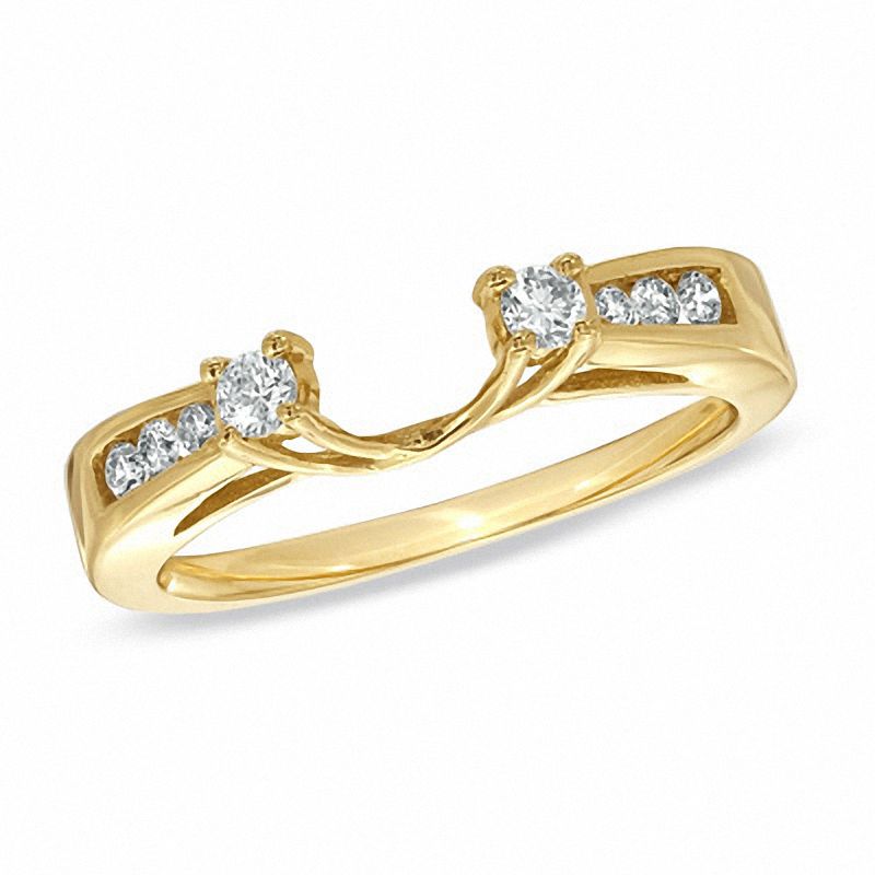 1/4 CT. T.W. Diamond Solitaire Wrap with Channel Set Diamonds in 14K Gold