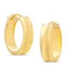 Satin Oval Hoop Earrings in 14K Gold