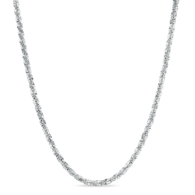 Main Image 1 of Ladies' Sparkle Twist Chain Necklace in 14K White Gold - 18"