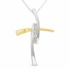 Thumbnail Image 1 of Diamond Accent Bypass Cross Pendant in 14K Two-Tone Gold