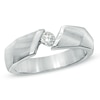 Thumbnail Image 0 of Men's 1/4 CT. Diamond Solitaire Brushed Diagonal Ring in 14K Gold