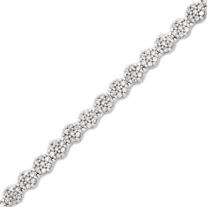 Main Image 1 of 1 CT. T.W. Diamond Flower Tennis Bracelet in 10K White Gold