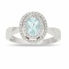 Thumbnail Image 1 of Oval Aquamarine Ring in 14K White Gold with Diamond Accents
