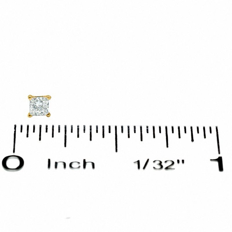 Main Image 2 of 1/5 CT. T.W. Princess-Cut Diamond Solitaire Stud Earrings in 14K Gold (J/I3)