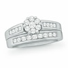 Thumbnail Image 1 of 1/2 CT. T.W. Multi-Diamond Flower Bridal Set in 10K White Gold