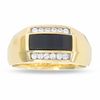 Horizontal Onyx and Diamond Ring in 14K Gold