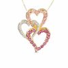 Thumbnail Image 1 of Brazilian Garnet, Pink Tourmaline Three Heart Pendant in 14K Gold with Diamond Accents