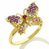 Thumbnail Image 1 of Amethyst, Pink Tourmaline and Brazilian Garnet Butterfly Ring in 14K Gold with Diamond Accents