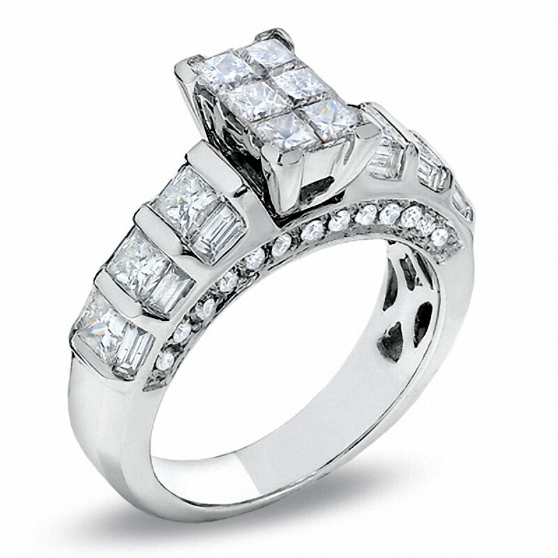 Main Image 1 of 2-1/2 CT. T.W. Composite Princess-Cut Diamond Ring in 14K White Gold