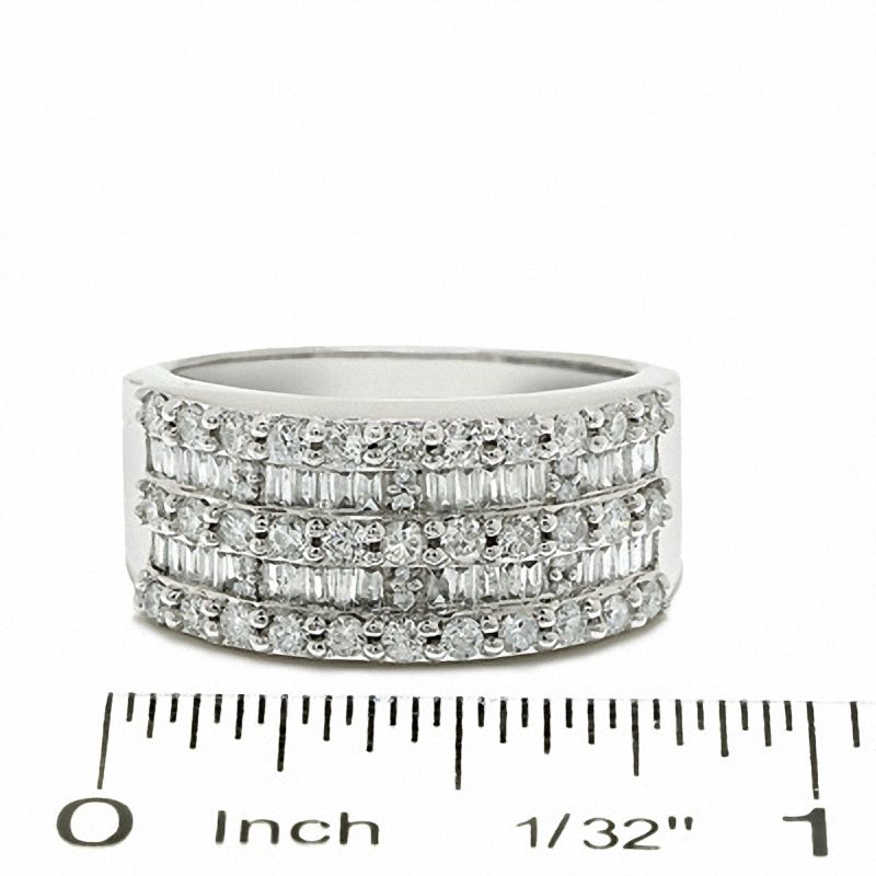 1 CT. T.W. Round and Baguette Diamond Band in 14K White Gold