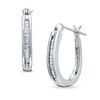 Thumbnail Image 1 of 1/4 CT. T.W. Baguette Diamond Channel Hoop Earrings in 14K White Gold