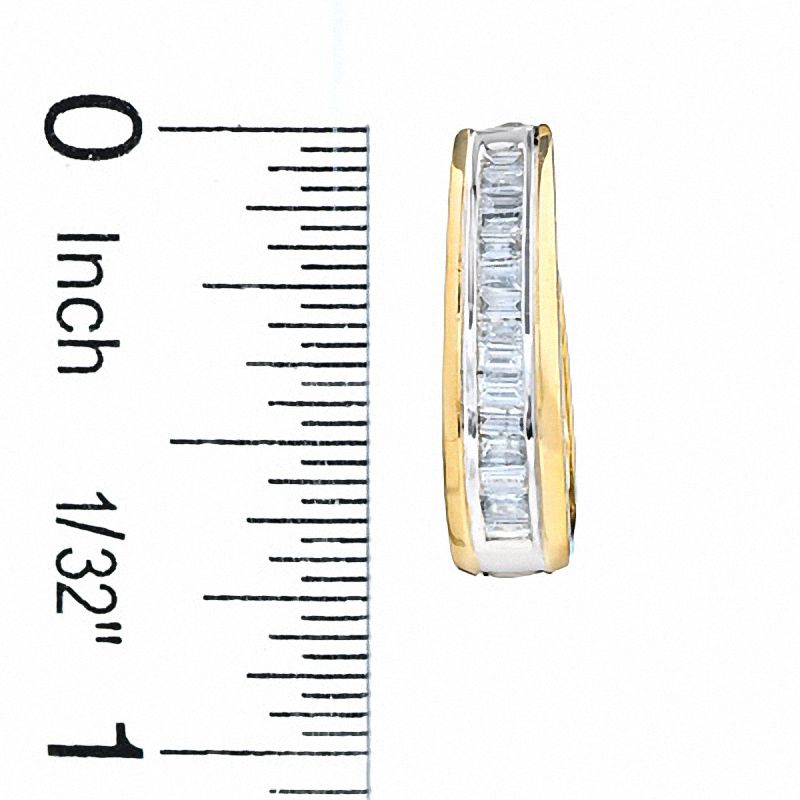 1/2 CT. T.W. Baguette Diamond Hoop Earrings in 14K Gold